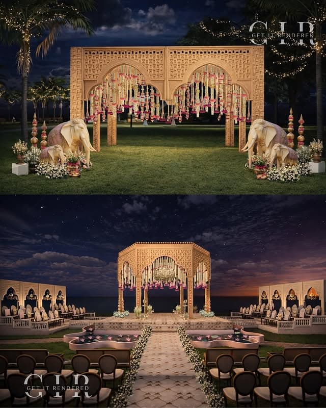 Grand Indian Mandap with Elephants
